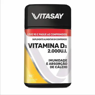 SUPLEMENTO ALIMENTAR VITASAY VITAMINA D 2.000 U.I 90 CP