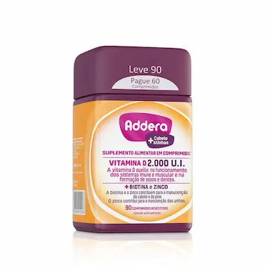 Addera 2000UI Cabelo e Unha 90 Comprimidos