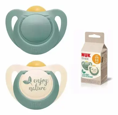 KIT 2 CHUPETAS BEBE FOR NATURE LATEX DE 6 A 18 MESES - NUK COR VERDE