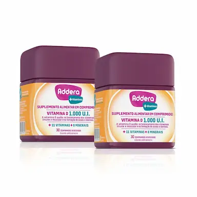 KIT VITAMINA D ADDERA 1.000UI +VITAMINAS COM 30 COMPRIMIDOS