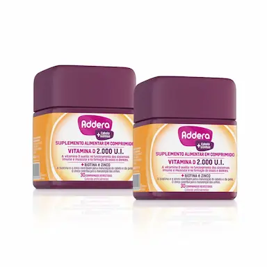 KIT VIT. D ADDERA + CABELO &amp;amp; UNHAS 2.000UI COM 30 COMPRIMIDOS