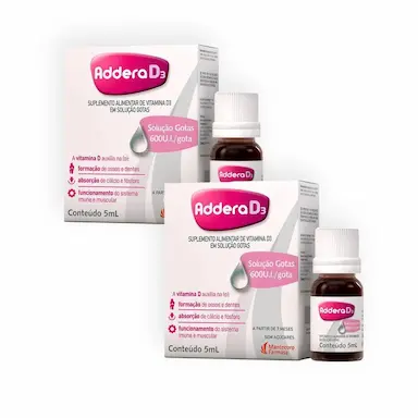 KIT VITAMINA D ADDERA D3 600UI GOTAS COM 5ML
