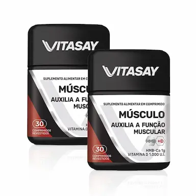 KIT C/ 02 SUPLEMENTO ALIMENTAR VITASAY MúSCULO 30 COMPR.