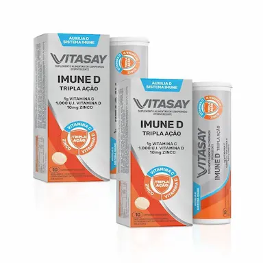 KIT C/ 02 SUPLEMENTO ALIMENTAR VITASAY IMUNE D 10 COMPR. EFERVESCENTES