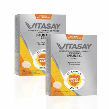 KIT C/ 02 SUPLEMENTO ALIMENTAR VITASAY IMUNE C 20 COMPR. EFERVESCENTES
