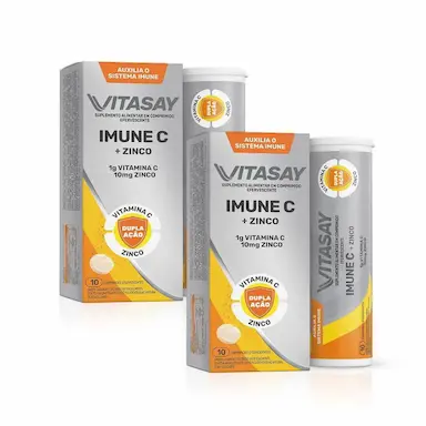 KIT C/ 02 SUPLEMENTO ALIMENTAR VITASAY IMUNE C 10 COMPR. EFERVESCENTES