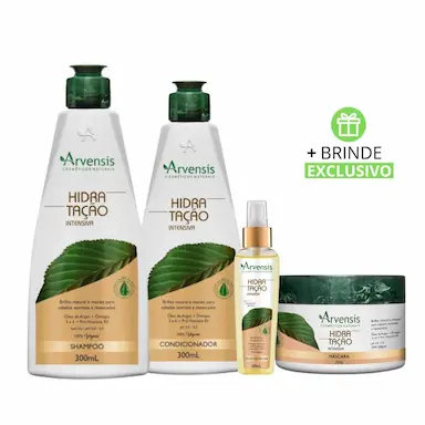 KIT ARVENSIS HIDRATAçãO INTENSIVA SHAMPOO 300ML, CONDICIONADOR 300ML, MASK 250ML, ÓLEO DE ARGAN 60ML + BRINDE