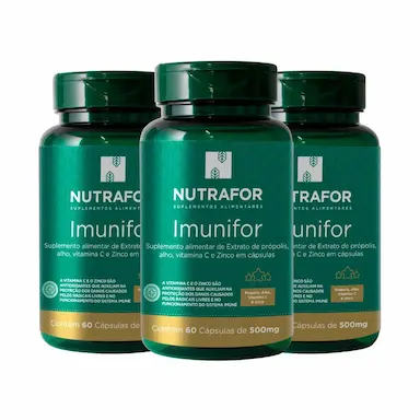 KIT 03 IMUNIFOR (PROPOLIS + ALHO + VITAMINA C + ZINCO) 500MG