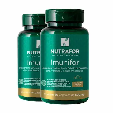 KIT 02 IMUNIFOR (PROPOLIS + ALHO + VITAMINA C + ZINCO) 500MG