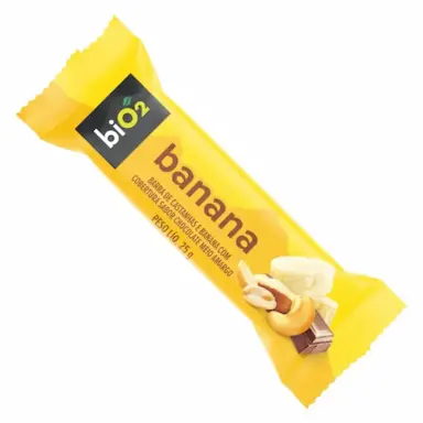 BARRA DE CEREAL BIO2 CASTANHAS E BANANA COBERTA COM CHOCOLATE 25G