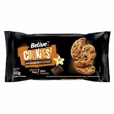 COOKIES BELIVE ZERO LACTOSE BAUNILHA &amp;amp;AMP; CHOCOLATE DE 80G UN