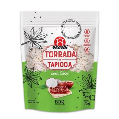TORRADA DE TAPIOCA COM COCO SEM GLúTEN, VEGANO OKOSHI 75G