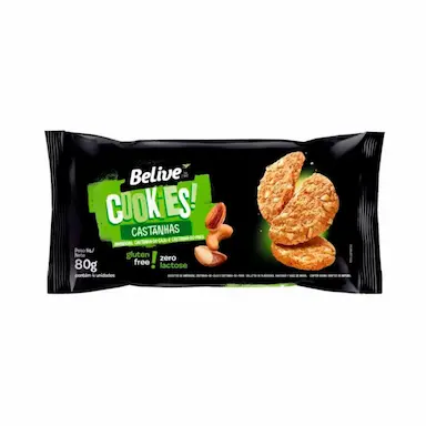 COOKIES BELIVE ZERO LACTOSE E GLúTEN CASTANHAS 80G UN