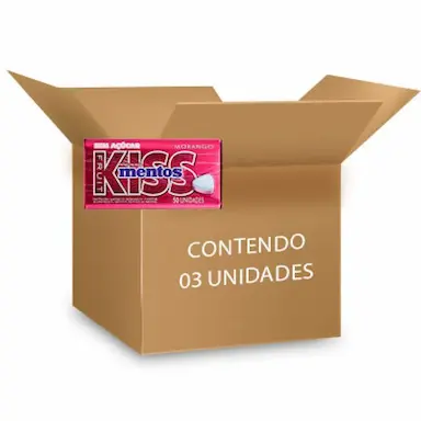 MENTOS KISS LATINHA MORANGO CONTENDO 3 LATAS DE 35G CADA