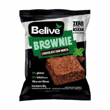 BROWNIE ZERO GLúTEN, ZERO AçúCAR BELIVE CHOCOLATE COM MENTA UNIDADE