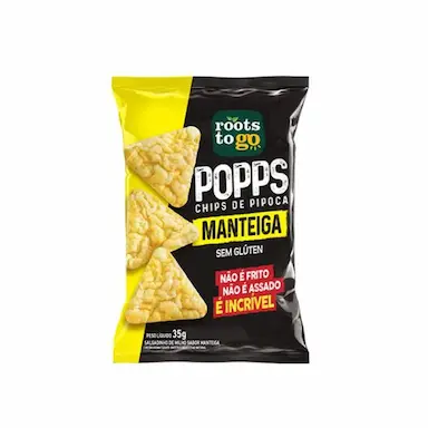 POPPS CHIPS DE PIPOCA MANTEIGA SEM GLúTEN ROOTS TO GO 35G