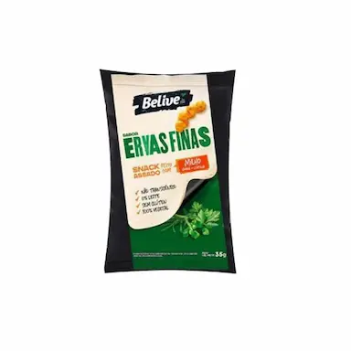 SALGADINHO BELIVE SNACK MILHO, QUINOA E LENTILHA ERVAS FINAS 35G