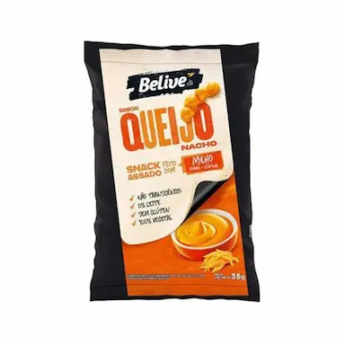 SALGADINHO BELIVE SNACK MILHO, QUINOA E LENTILHA QUEIJO NACHO 35G