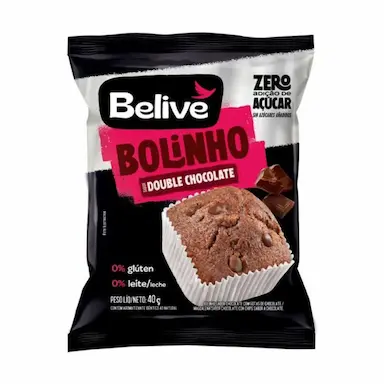 BOLINHO BELIVE BE FREE DOUBLE CHOCOLATE SEM GLúTEN, AçúCAR E LACTOSE UNIDADE 40G