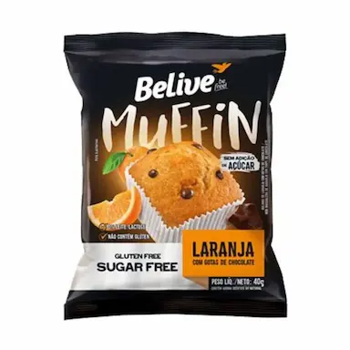 BOLINHO BELIVE BE FREE LARANJA COM GOTAS DE CHOCOLATE SEM GLúTEN, AçúCAR E LACTOSE 40G