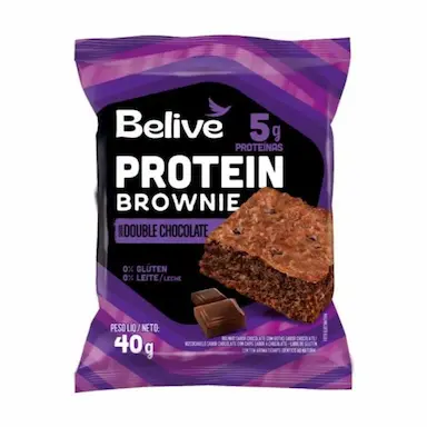 BROWNIE BELIVE 5G PROTEIN DOUBLE CHOCOLATE SEM GLúTEN UNIDADE DE 40G