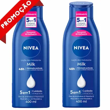 KIT 2 UNIDADES LOçãO HIDRATANTE CORPORAL NIVEA MILK HIDRATAçãO PROFUNDA 400ML CADA