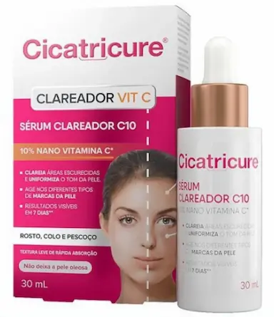 SéRUM FACIAL CLAREADOR CICATRICURE VIT C COM 30ML
