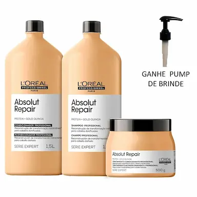 KIT GOLD QUINOA SHAMPOO, CONDICIONADOR E MáSCARA - LORéAL PROFESSIONNEL
