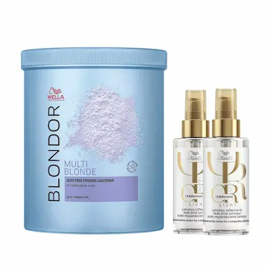 KIT Pó DESCOLORANTE BLONDOR 800G E 2 OIL REFLECTIONS LIGHT 100ML