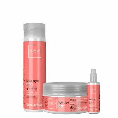 KIT BYE BYE FRIZZ SHAMPOO 250ML MASCARA E LEAVE-IN - CADIVEU