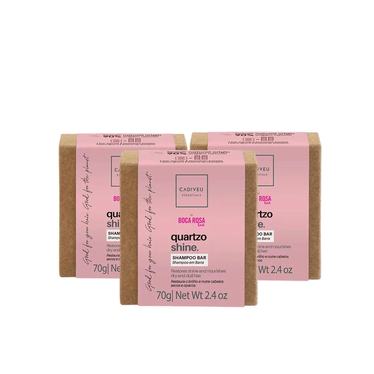 KIT 3 SHAMPOO EM BARRA QUARTZO SHINE BY BOCA ROSA - CADIVEU