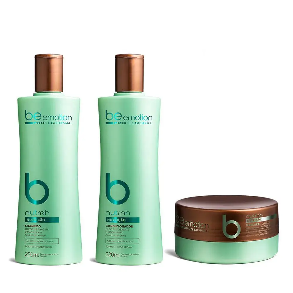 KIT COSMéTICOS BE EMOTION - PROFESSIONAL - NUTRAH - NUTRIçãO - SHAMPOO, CONDICIONADOR E MáSCARA | BE EMOTION