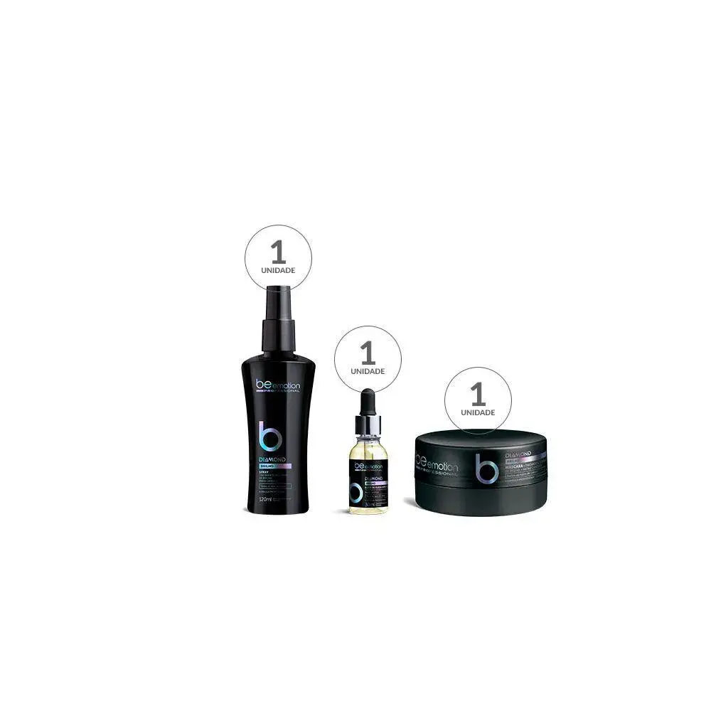 KIT COSMéTICOS BE EMOTION - PROFESSIONAL - DIAMOND - BRILHO - TRATAMENTO INTENSIVO | BE EMOTION