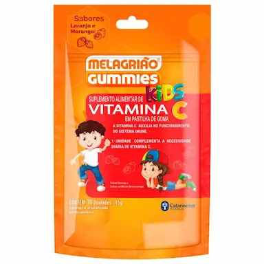 MELAGRIAO VITAMINA C KIDS 30 GMS LARANJA COM MORANGO CATARINENSE
