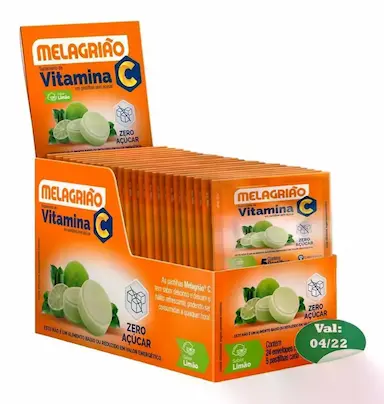 MELAGRIãO PASTILHAS LIMãO SEM AçúCAR VITAMINA C DISPLAY 24X5