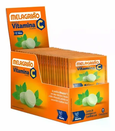 MELAGRIãO PASTILHAS MENTA COM AçúCAR-VITAMINA C-DISPLAY 24X5
