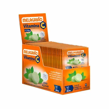 MELAGRIãO PASTILHAS MENTA SEM AçúCAR-VITAMINA C-DISPLAY 24X5