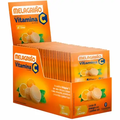 MELAGRIãO PASTILHAS LARANJA C/ AçúCAR - VIT C, DISPLAY 24X5