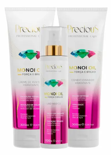 KIT MONOI OIL CREME DE PENTEAR HIDRATANTE 300ML + MONOI OIL CONDICIONADOR HIDRATANTE 300ML + MONOI OIL LISO MAGICO 200ML