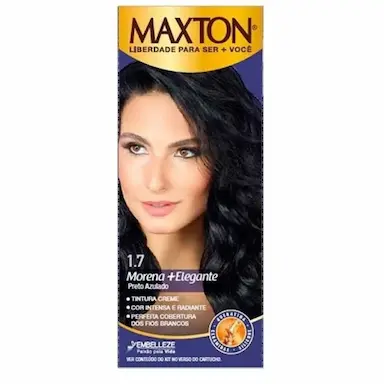 TINTA DE CABELO MAXTON MORENA +ELEGANTE PRETO AZULADO 1.7