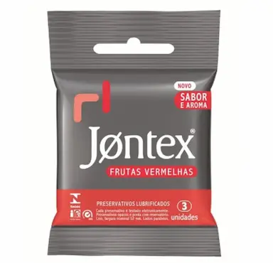 PRESERVATIVO JONTEX FRUTAS VERMELHAS COM 3 UNIDADES