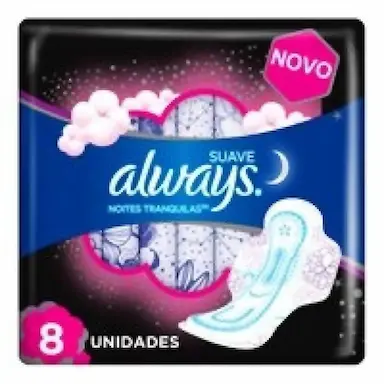 ABSORVENTE ALWAYS NOITES TRANQUILAS SUAVE COM ABAS 8 UNIDADES