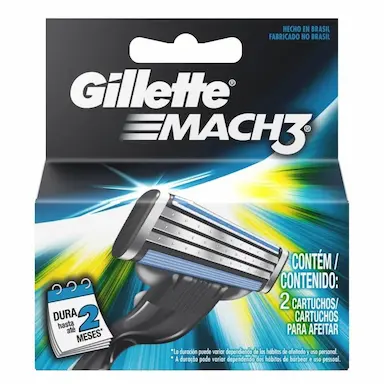 CARGA PARA APARELHO DE BARBEAR MACH3 GILLETTE 2 UNIDADES