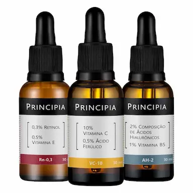 KIT TRATAMENTO TRIO DE SéRUNS VITAMINA C10 + RETINOL + ÁCIDOS HIALURôNICOS PRINCIPIA SKINCARE