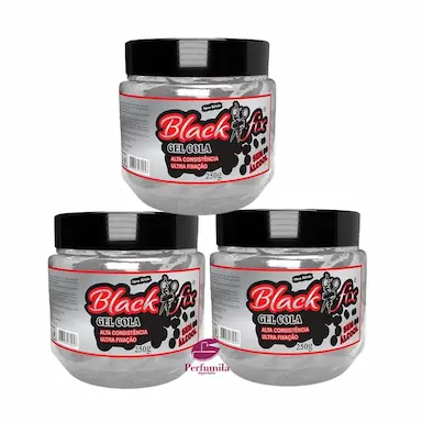 KIT 3 GEL COLA CABELO BLACK FIX 250GR TAMPA ROSCA