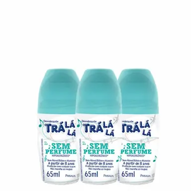 KIT DESODORANTE ROLL-ON TRá Lá Lá KIDS - SEM PERFUME (3 UNIDADES DE 65ML)