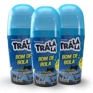 KIT DESODORANTE ROLL-ON TRá Lá Lá KIDS - BOM DE BOLA (3 UNIDADES DE 65ML)