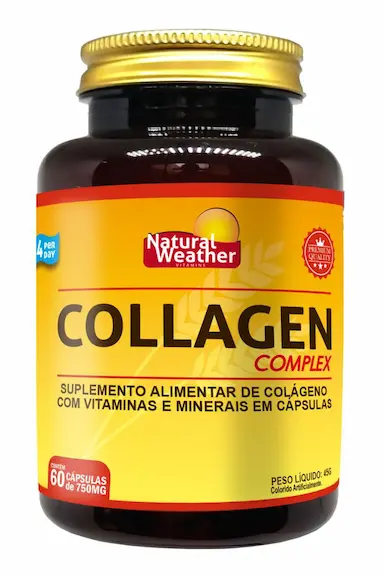 COLLAGEN COMPLEX NATURAL WEATHER - COLáGENO HIDROLISADO ADICIONADO DE VITAMINAS E MINERAIS  - 60 CáPSULAS