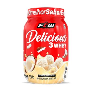 DELICIOUS 3WHEY (900G) - SABOR: BEIJINHO DE COCO