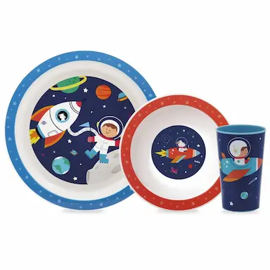 KIT REFEIçãO INFANTIL COM 2 PRATOS E COPO ASTRONAUTA - BUBA